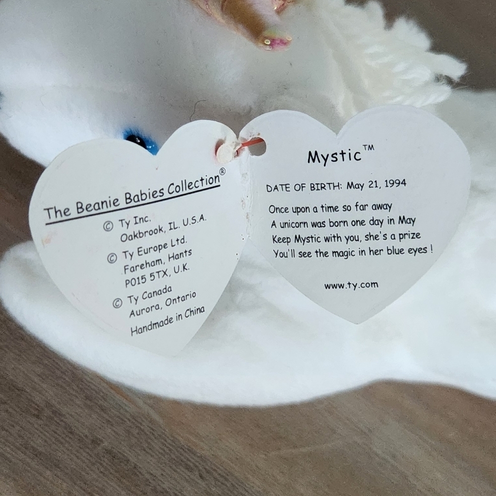 🦄 Ty Beanie Baby “Mystic” the White Unicorn 1993 – Excellent Condition - Picture 14 of 16